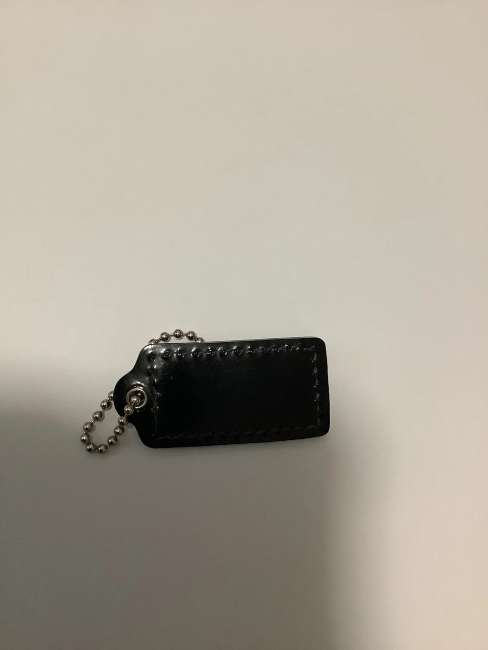 COACH Black Leather Key Tag with Ball Chain Charm+linen Dustbag - Picture 4 of 5